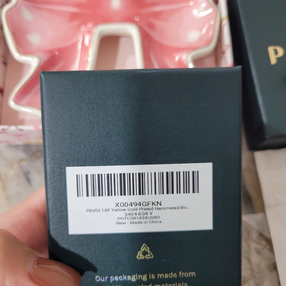 Pink Bow Tray and Gold Bow Earrings - Picture 5 of 5